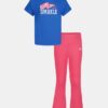 Glitter Logo & Side-Stripe Little Kurzarm & Yoga Pants Set